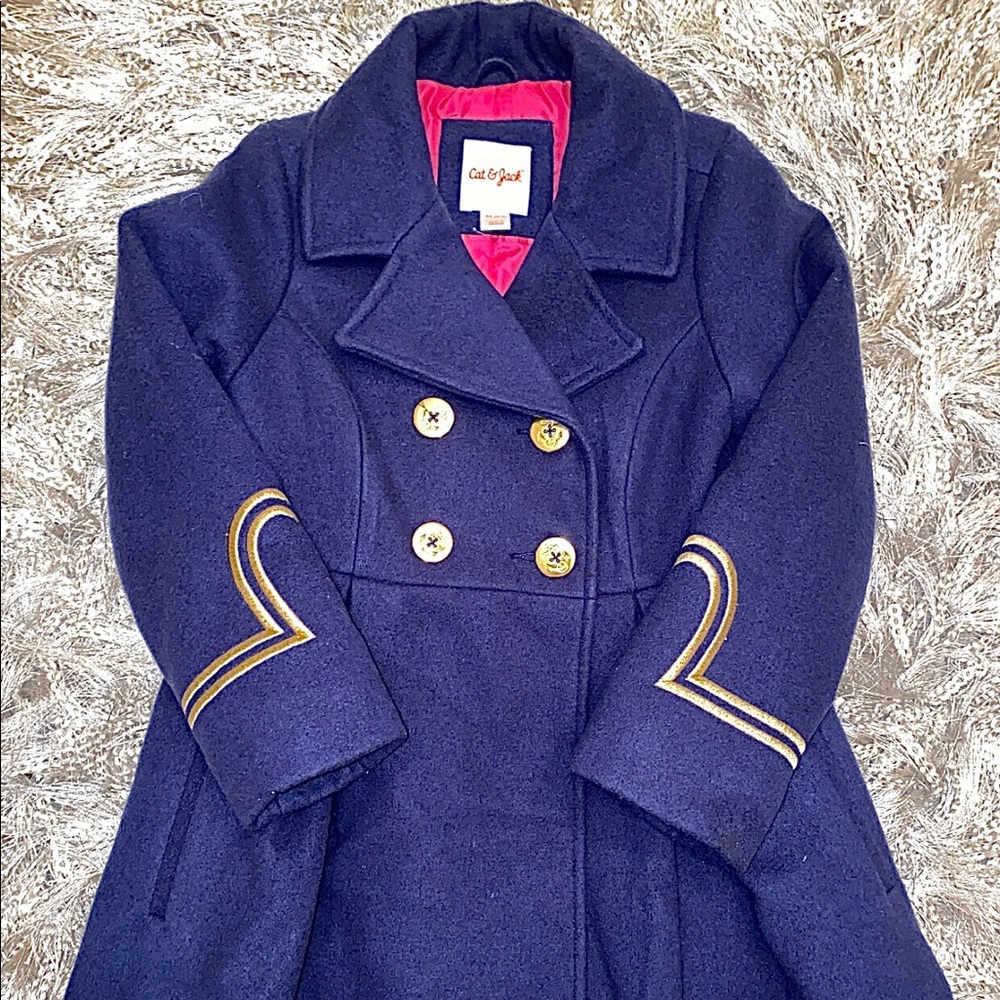 Cat and Jack Pea Coat w/ Gold Embroidery